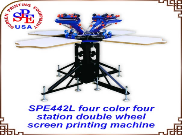 Четырехцветный текстильный печатный станок с микроприводками SPE442L 4 печатных стола